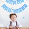 Happy Birthday Banner Blue, Prestrung Reusable Birthday Banner Sign for Men Baby Boys Birthday Party Decorations