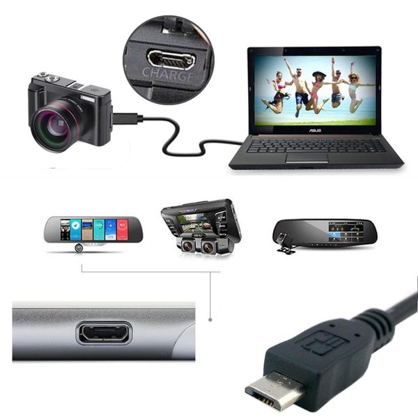 chenyang Micro USB 2.0 Extension Cable,Micro USB 5Pin Male to Female Data Charging Extension Cable for Dash Cam/GPS/Camera 1.64FT