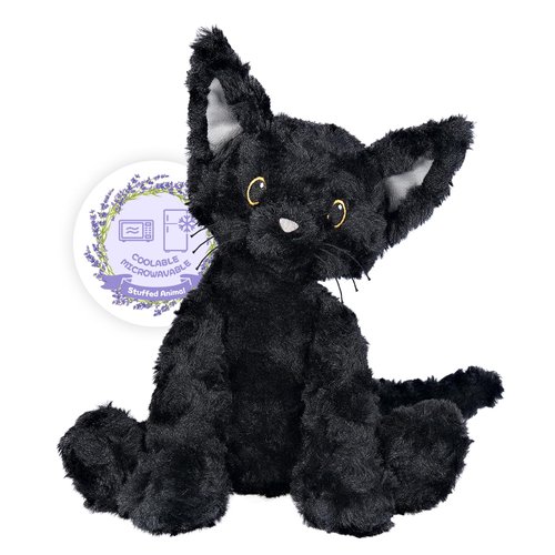 SuzziPals Coolable & Heatable Cat Stuffed Animals，Microwavable Stuffed Animal Heating Pad for Period Cramps, Lavender Scent Cat Plush for Anxiety, Black Cat Plush Gift for Kids & Aldults