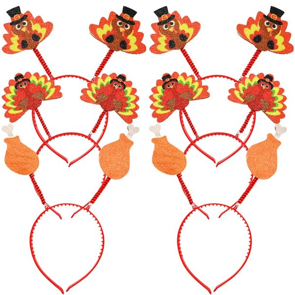 WODMAZ 6PCS Thanksgiving Turkey Headband, Turkey Drumstick Head Boppers for Thanksgiving Costume Accessories Party Favors Headband Decorations (One Size Fits All)