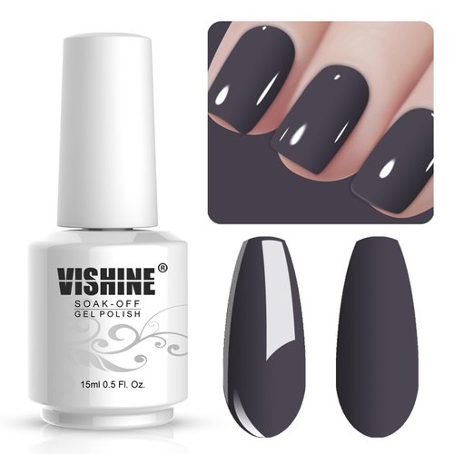 Vishine Gelpolish Lacquer Shiny Color Soak Off UV LED Gel Nail Polish Professional Manicure Dark Grey(1538)