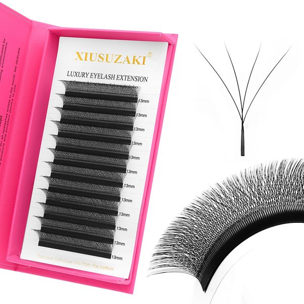 Lash Extensions 4D Eyelash Extensions W Lashes 0.07mm Thickness D Curl Lashes Mix 8-15mm Soft Lash Trays Pestañas Pelo a Pelo Natural Matte Black False Eyelashes Individual Lashes(W-4D-0.07-D,8-15mm)
