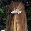 Joez Wonderful Rhinestone Hair Clips, Silver Bridal Hair Accessories for Women, Sparkly Crystal Hair Pins, Fancy Flower Hair Barrettes for Wedding, Bride, Long Hair (1 Pcs)
