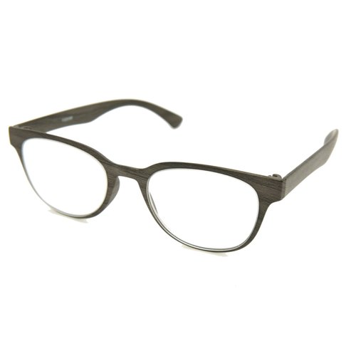 ColorViper Flexible Memory Frame reader Unisex lightweight Reading Glasses 0.74 Oz (OVAL matte grey black WOOD LIKE, 2.00)