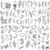 Oottati 50+pcs Floral Flower Temporary Tattoos Butterfly Rose Wave Leaf Bird Suit for Women and Girls