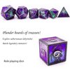 HAOMEJA Dungeons and Dragons Dice DND Dice Set D and D Dice Metal 6 Sided Polyhedral Dice for Pathfinder MTG Board Games Roll Playing Dice D&D Dice Set D20 D12 D10 D8 D6 D4 (Silver Blue Purple)