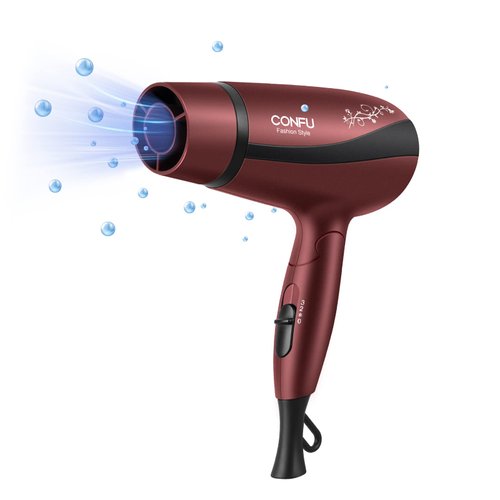CONFU Compact Hair Dryer, 1600W Ceramic Tourmaline, Travel Hair Dryer with Folding Handle, Lightw...