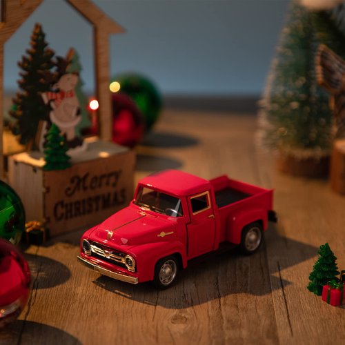 Vintage Truck Decor,Pickup Metal Vehicle for Farmhouse Mini Truck Adornment Home/Table/Desk Xmas Ornaments Festivals Truck with Movable Wheels Valentine's Day Decor Christmas/Birthday Gifts for Kids