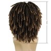 GNIMEGIL Short Dreadlocks Wig for Black Man Afro Bob Ombre Light Brown Crochet Twist Hair Braided Wig Natural Synthetic Wig Breaking Street Dance Breathable Wig Cap