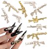 10PCS Gun Nail Charms with Rhinestones for Acrylic Nails - Unique 3D Nail Art Decorations for DIY Manicure and Crafts