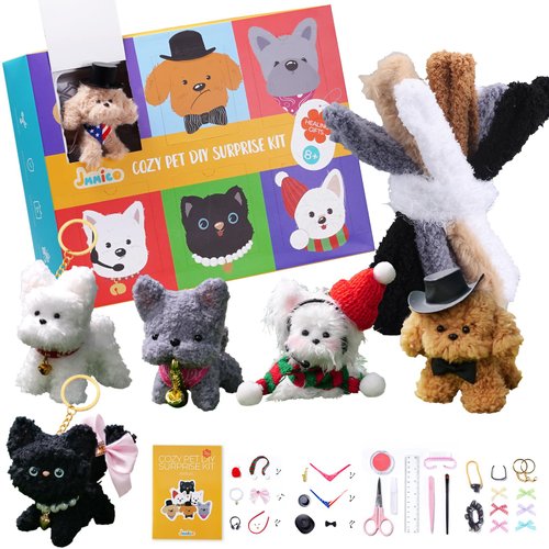 JMMICO 71Pcs Thick&Ultra Dense Pipe Cleaners Craft Kit, 12-20mm Fluffy Handmade DIY Pet Blind Box Kids Plush Toys for Ages 8-13, Arts and Crafts for Kids,Gifts for 8+ Girls&Boys Birthday, Christmas