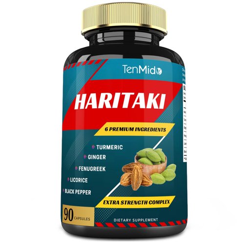 Tenmido Haritaki Supplements Extract Capsules 5150mg with Turmeric, Ginger, Fenugreek, Licorice, Black Pepper | Nourishes, Rejuvenates Body, 3 Months Supply