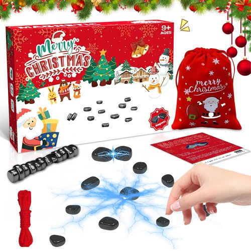 Magnetic Chess Game, Christmas Magnetic Chess Game with Stones, Magnet Game with String and Storage Bag, Magnetic Board Games, Tabletop Board Games Games Family Board Games for Kids & Adults