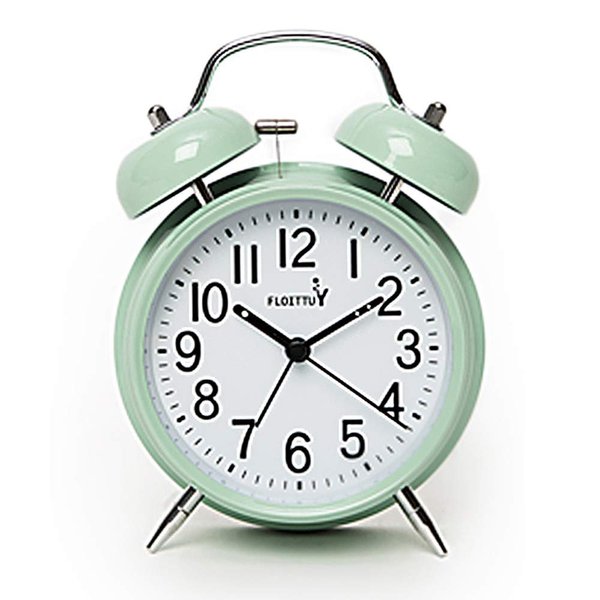 FLOITTUY {Loud Alarm for Deep Sleepers) 4'' Twin Bell Alarm Clock with Backlight for Bedroom and Home Decoration(Green)