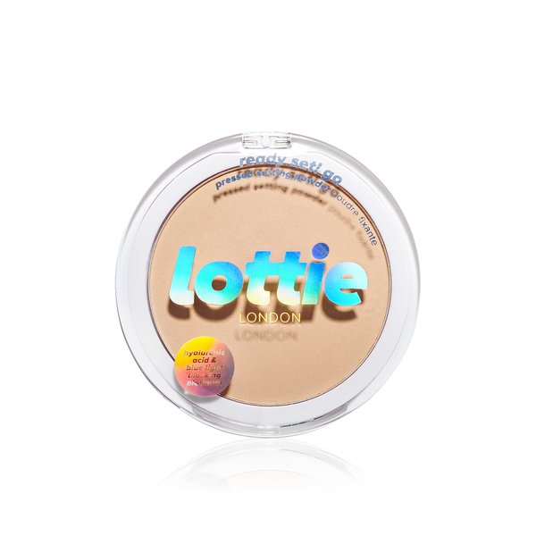 Lottie London Ready Set! Go Pressed in Warm Translucent, Setting Powder infused with Hyaluronic Acid, Long-wear & Soft-Focus Matte Finish