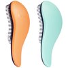 Crave Naturals Glide Thru Detangling Brush for Adults & Kids Hair - Detangler Brush for Natural, Curly, Straight, Wet, Dry Hair - For Men & Women, Little Girl Hair Accessories, Coral/Turquoise Bundle