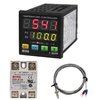 PID Temperature Controller Meter Indicator, Jaybva High Voltage 100V to 240V PID Thermostat with K Thermocouple 25A SSR Fahrenheit and C Display Alarm Output TC and RTD Input