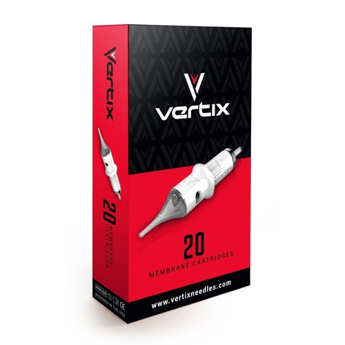 Vertix - 1 Round Liner, Pack of 20 Membrane Tattoo Machine Cartridges - Transparent Detachable Tip, Minimize Tattoo Pen Machine Vibration