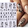6 Sheets Autumn Nail Decals Fallen Leaves Flower Nail Art Stickers 3D Self-Adhesive Fall Maple Leaf Nail Stickers with Nail Tweezers Heart Floral Nail Decoration for Women Girls Manicure Nail Supplies