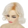 Dai Cloud Blonde Short Wig Women Ombre Light Blonde Curly Bob Wigs Old Lady Dark Root Hair Side Part Wigs for Women Cosplay Party Daily(Platinum Blonde)