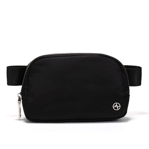 Black Belt Bag with Adjustable Strap, Pander Nylon Mini Fanny Pack for Outdoors Workout Traveling Casual Running Cycling, 1L