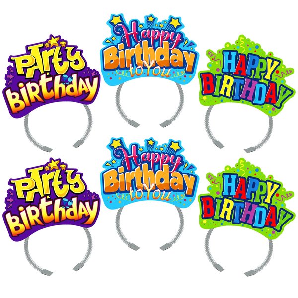 KKBES 24 Pack Birthday Hats for Kids, Paper Birthday Hats, Happy Birthday Headbands for Adult, Birthday Party Supplies, 3 Patterns