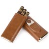 Mantello Cigar Case, Cedar Wood Lined Cigar Case Travel, Cigar Holder Case with Cigar Cutter- Cigar Case for Men, Brown Leather Cigar Case