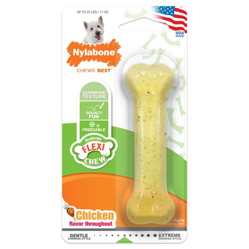 Nylabone Flex Chew Moderate Dog Chew Toy Bone, Chicken Flavor, Small/Regular (1 Count)
