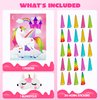 JOYIN Pin The Unicorn Horn Game -21'' x 28'' Unicorn Themed Party Games with 24 PCs Horn Stickers Party Supplies Kids Birthday Party Decoration