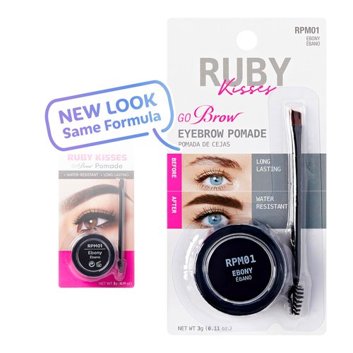 Ruby Kisses Go Brow Pomade for Water-resistant Long-lasting Smudge-proof Eyebrows (Ebony)
