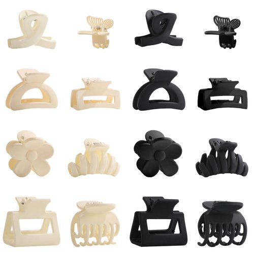 LifeDawn 16Pcs Hair Clips for Women: 8 Styles Matte Claw Clips for Thin/Medium Thick Hair, Flower...
