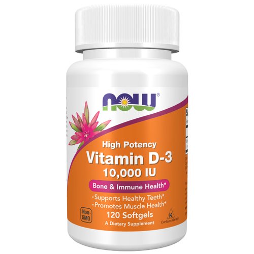 NOW Foods Supplements, Vitamin D-3 10,000 IU, Highest Potency, Structural Support*, 120 Softgels