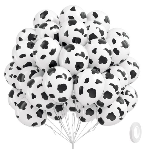 60pcs Cow Print Balloons, Latex Cow Balloons for Farm Cowboy Cowgirl Rodeo Western Baby Shower Birthday Party Decorations