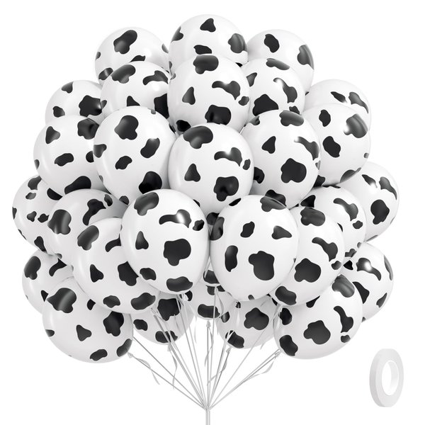 60pcs Cow Print Balloons, Latex Cow Balloons for Farm Cowboy Cowgirl Rodeo Western Baby Shower Birthday Party Decorations