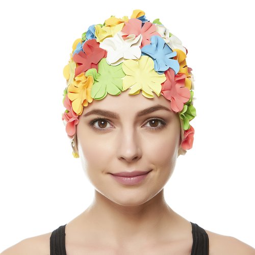 Beemo Floral Petal Ladies Bathing Swim Cap - Multi Color