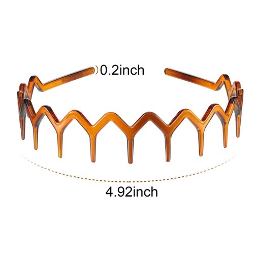 Chuangdi 6 Pieces Zigzag Headband Plastic Shark Tooth Hair Comb Hairband Zig Zag Headband Plastic Wavy teeth Hair Hoop Accessory for Women Lady (Black, White, Brown)
