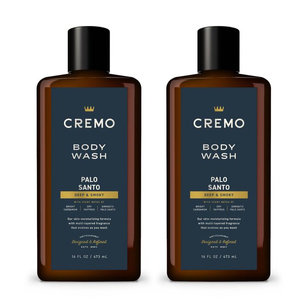 Cremo Rich-Lathering Palo Santo (Reserve Collection) Body Wash, Notes of Bright Cardamom, Dry Papyrus and Aromatic Palo Santo, 16 Fl Oz (2-Pack)