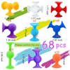 68 Piece Suction Cup Toys Bath Toys, Construction Set Silicone Building Blocks DIY Blocks Toys Sucker Toys Bathub Toys, Sensory Toy for Toddlers 3-8 Year Old Boys and Girls