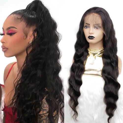 360 Lace Front Wigs Human Hair Pre Plucked Wave Lace Front Wigs Human Hair 360 Transparent Lace Frontal Wigs for Black Women (16inch)