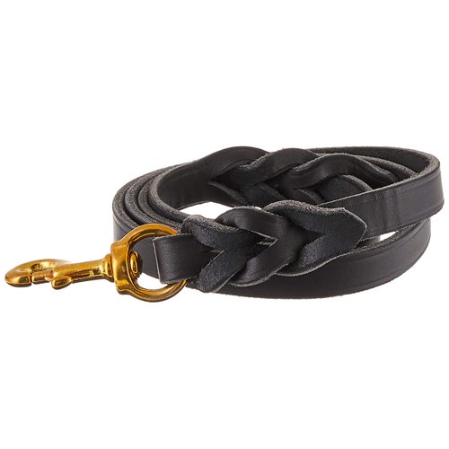 Ray Allen Mfg Signature K9 Braided Leather Leash, 4-Feet x 3/4-Inch, Black