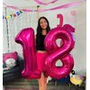 Hot Pink 8 Balloon, Number Balloons 40 Inch, 8th Birthday Decorations for Girls, Birthday Balloons, Hot Pink Party Supplies, Number 8 Balloon