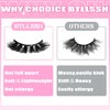 BTLLSSH 8Pair 3D5D 0.67INCH Thick False Eyelashes Cross Fluffy Natural Look Faux Mink Lashes Volume Fake Eyelashes with Dark Pink Box