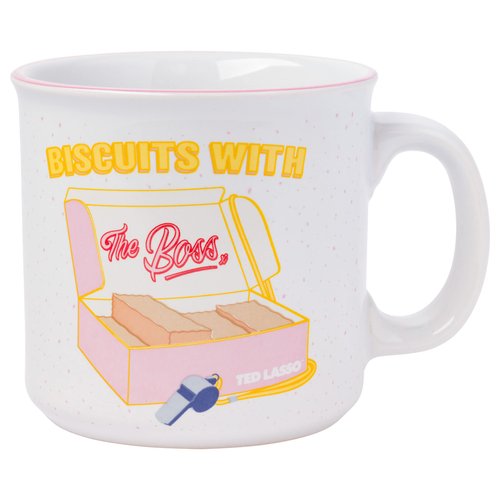Silver Buffalo Ted Lasso Biscuits with the Boss Ceramic Camper Style Coffee Mug, 20 Ounces