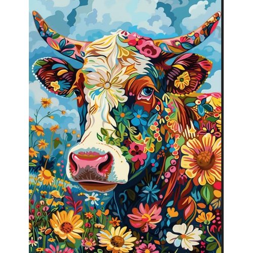 Newsight Paint by Numbers for Adults & Kids & Beginners DIY Acrylic Painting Gift Kits (Color Cow, 20" Wx16 L)