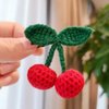 2Pcs Girls Hair Clips, Handmade Crochet Sweet Cherry Shape Hair Barrettes, Manual Knitted Cute HairPins Alligator Clip Hand-Woven Creative Hair Slide, Fashion Hair Accessories for Kids Teens Gifts