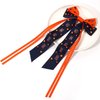 Vokone Game Day Hair Bows for Women Beaded CHEER Hair Bow Clip Jeweled Crystal Silky Satin Ribbon Bow Barrette Hair Clip Football Sports Fan Team Accessories Chee Orange Navy