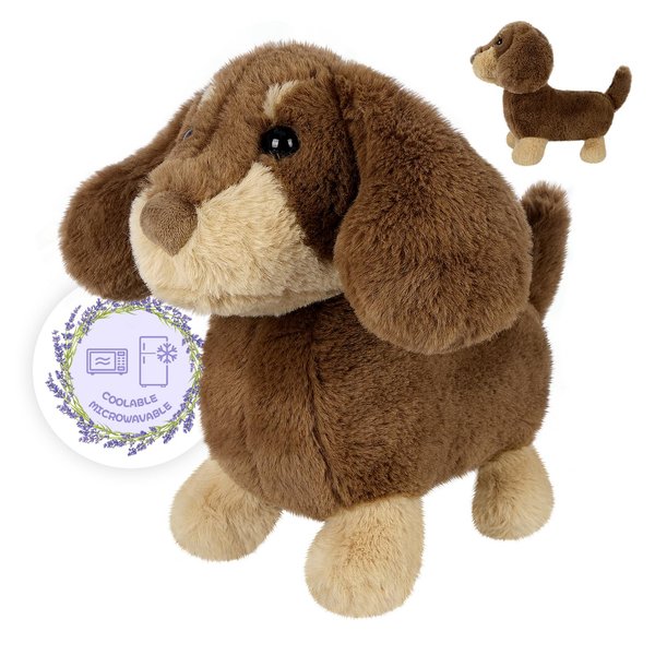 SuzziPals Heatable & Coolable Dachshund Stuffed Animal, Microwavable Heating Pads for Cramps & Pain, Lavender Weiner Dog Stuffed Animals for Stress, Puppy Plushies Stuffed Dog Plush, Dachshund Gifts