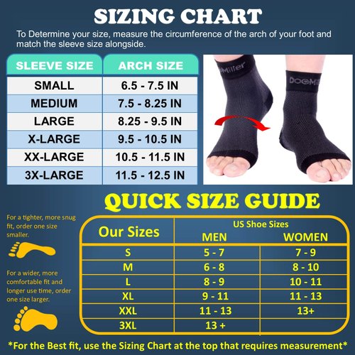 Doc Miller Ankle Compression Sleeve - Heel Brace for Heel Pain - Plantar Fasciitis Foot Wrap for Ankle Support and Neuropathy Relief - 1 Pair Black Plantar Fasciitis Wrap - Medium Size