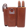 AMANCY Portable Cigar Case Flask Gift Set - 2 Finger Cigar Case with 2 Oz Stainless Steel Flask and Cutter