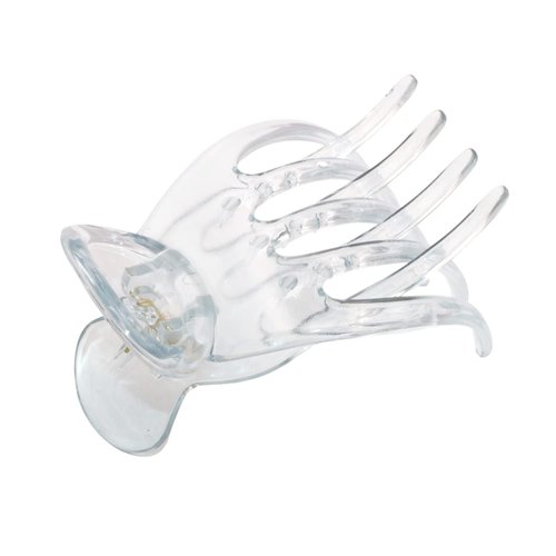 Parcelona French Basic Curved Paw Medium 3 1/4” Celluloid Acetate Side Slide In Jaw Yoga Hair Claw Wide Beak Hair Clip for Women and Girls Durable Stylish Hair Accessories, Made in France (Clear)